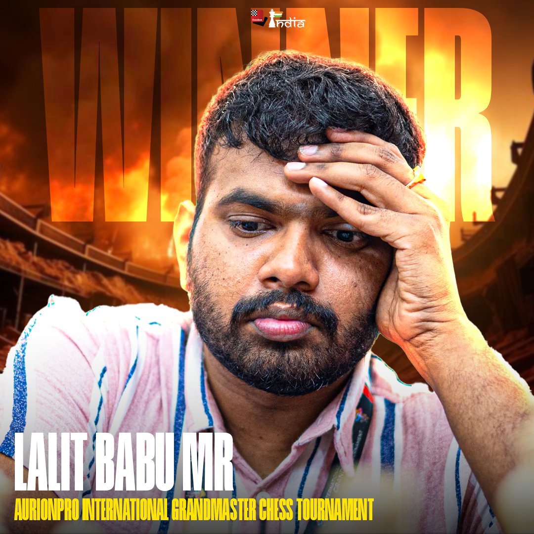 ChessbaseIndia's tweet image. Grandmaster Lalit Babu MR is the Champion of Aurionpro Mumbai GM Open 2025, scoring 8/9 points

In the final round, Lalit scored a fantastic win over the top seed GM Levan Pantsulaia with the Black pieces. This win was critical in him winning the tournament! 

A big…