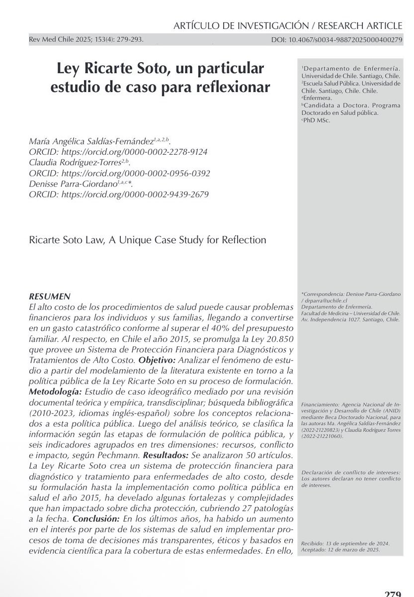 Seguimos publicando “Ley Ricarte Soto, un particular estudio de caso para reflexionar” junto a @M.Angélica Saldías  y gracias a @Claudia Rodríguez. <a href="/EnfermeriaUCh/">Departamento Enfermería Universidad De Chile</a> <a href="/revistachilenf/">Revista Chilena de Enfermería</a> 
revistamedicadechile.cl/index.php/rmed…
