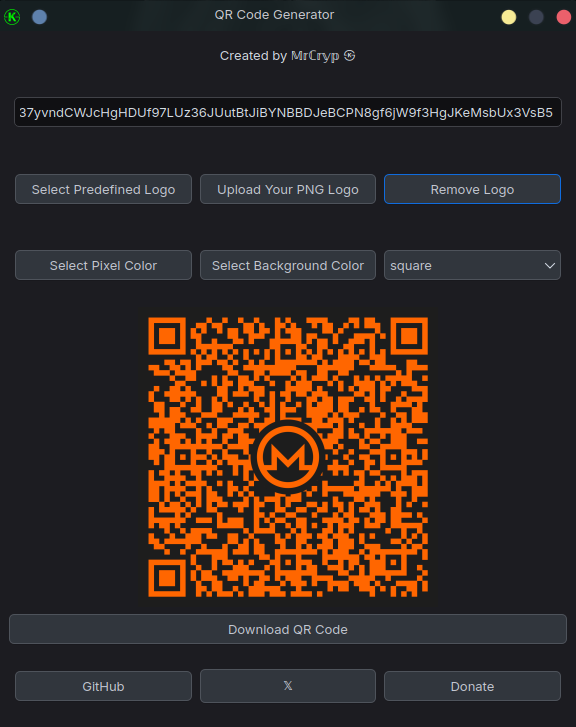 MrCrypPrivacy's tweet photo. 🔐 Your privacy, your control. 💥 QR Generator is here: 100% offline, no logs, no internet required. ✅ Generate secure QR codes for wallets and more. 🎯 Available now for Windows &amp; Linux. macOS coming soon.
📥 Download now and take control 👉 [https://t.co/g4hx1buqqb] https://t.co/tSbcV6kTAQ