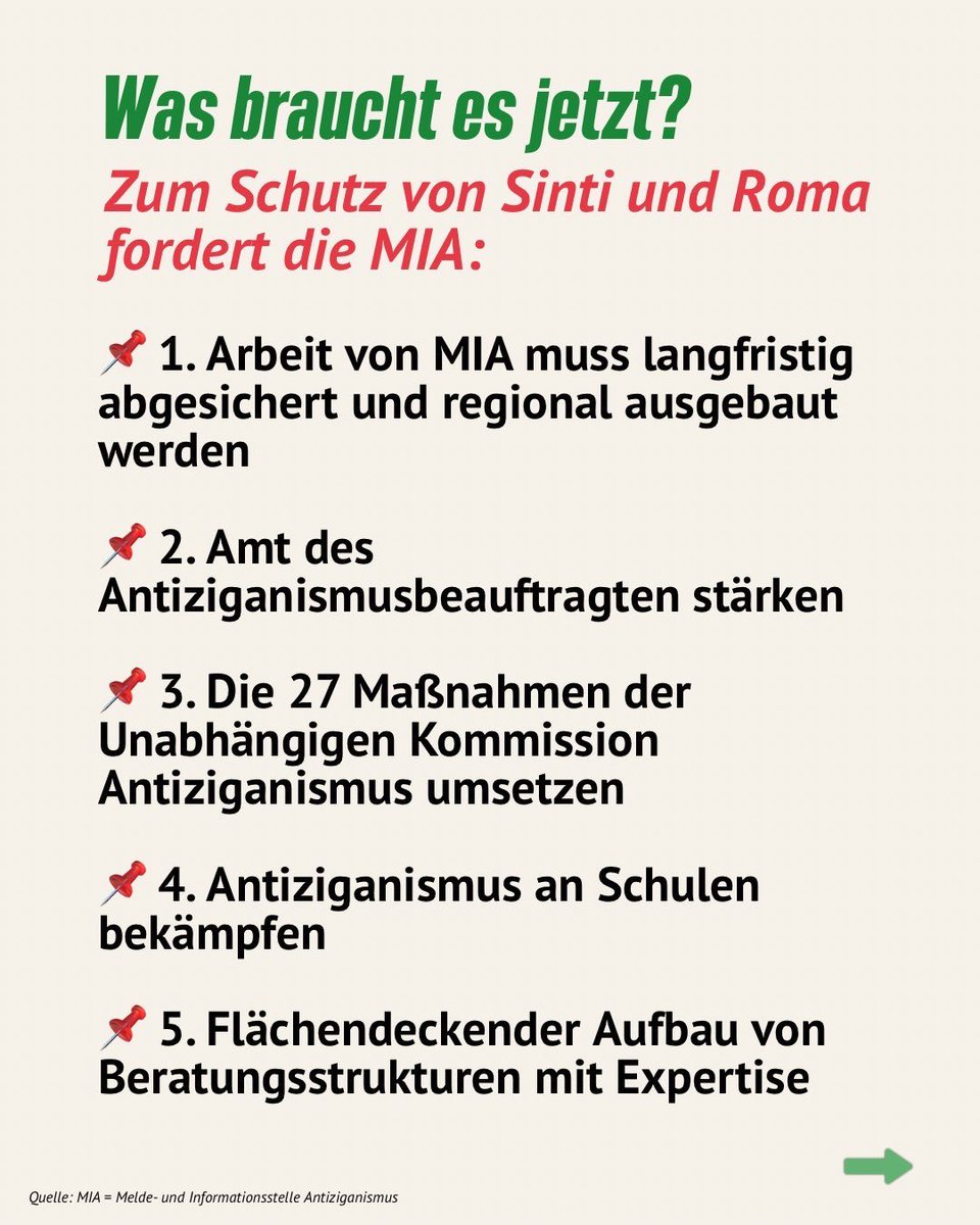 Ich setze mich als Abgeordnete weiterhin dafür ein, dass #Antiziganismus konsequent bekämpft wird: durch bessere Aufklärung, starke Gesetze, institutionelle Veränderung und sichere Anlaufstellen für Betroffene.