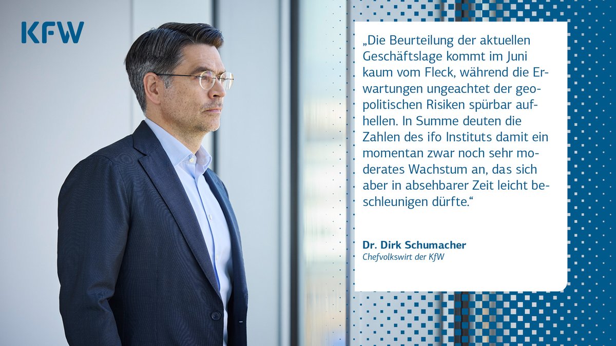 KfW Research (@kfw_research) on Twitter photo „Die Unternehmen gehen von einer Erholung der #Konjunktur im Laufe des Jahres aus“, sagt KfW-Chefvolkswirt Dirk Schumacher zu dem erwartungsgetriebenen Anstieg des ifo #Geschäftsklimas im Juni. <a href="/KfW/">KfW Bankengruppe</a> „Die Unternehmen gehen von einer Erholung der #Konjunktur im Laufe des Jahres aus“, sagt KfW-Chefvolkswirt Dirk Schumacher zu dem erwartungsgetriebenen Anstieg des ifo #Geschäftsklimas im Juni. <a href="/KfW/">KfW Bankengruppe</a>