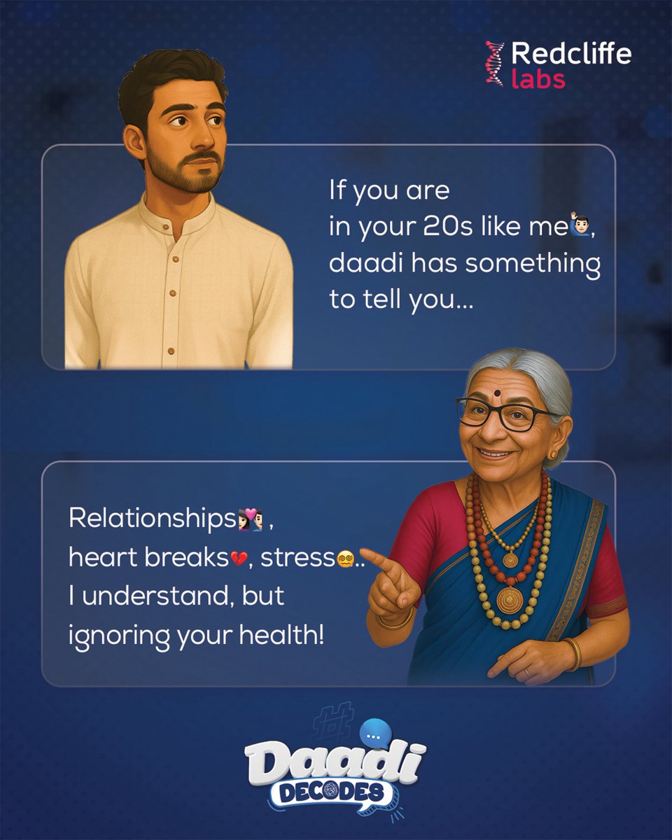 redcliffelab's tweet photo. Daadi is still fit, imagine her energy levels in her 20s.
She never had a smartwatch to keep tabs on her health…
But you do. So why not use it to take charge of your health instead of just checking memes?
#redcliffelabs #daadidecodes #dadi #hearthealth #heart https://t.co/YZtuCRySuG