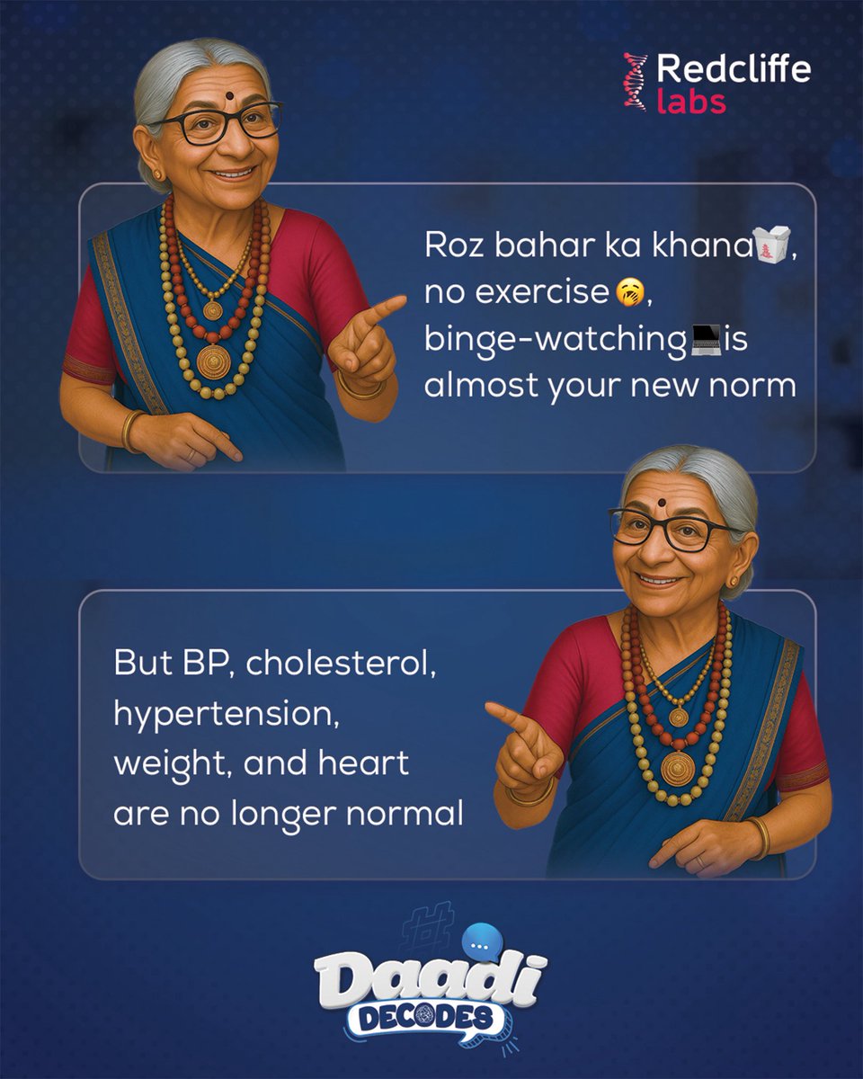 redcliffelab's tweet photo. Daadi is still fit, imagine her energy levels in her 20s.
She never had a smartwatch to keep tabs on her health…
But you do. So why not use it to take charge of your health instead of just checking memes?
#redcliffelabs #daadidecodes #dadi #hearthealth #heart https://t.co/YZtuCRySuG