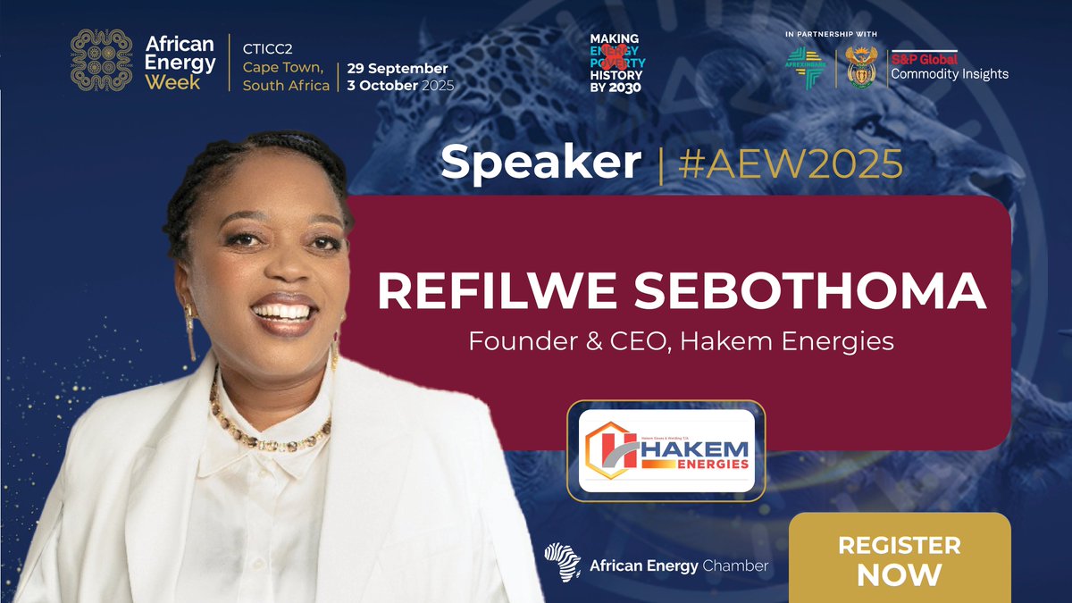 Hakem Energies CEO to Spotlight Role of LPG in Africa’s Economies at #AEW2025

Refilwe Sebothoma, Founder and CEO of South African-based gas company Hakem Energies, will speak at the upcoming #AEW: Invest in African Energies conference.

During the event, Sebothoma is expected to