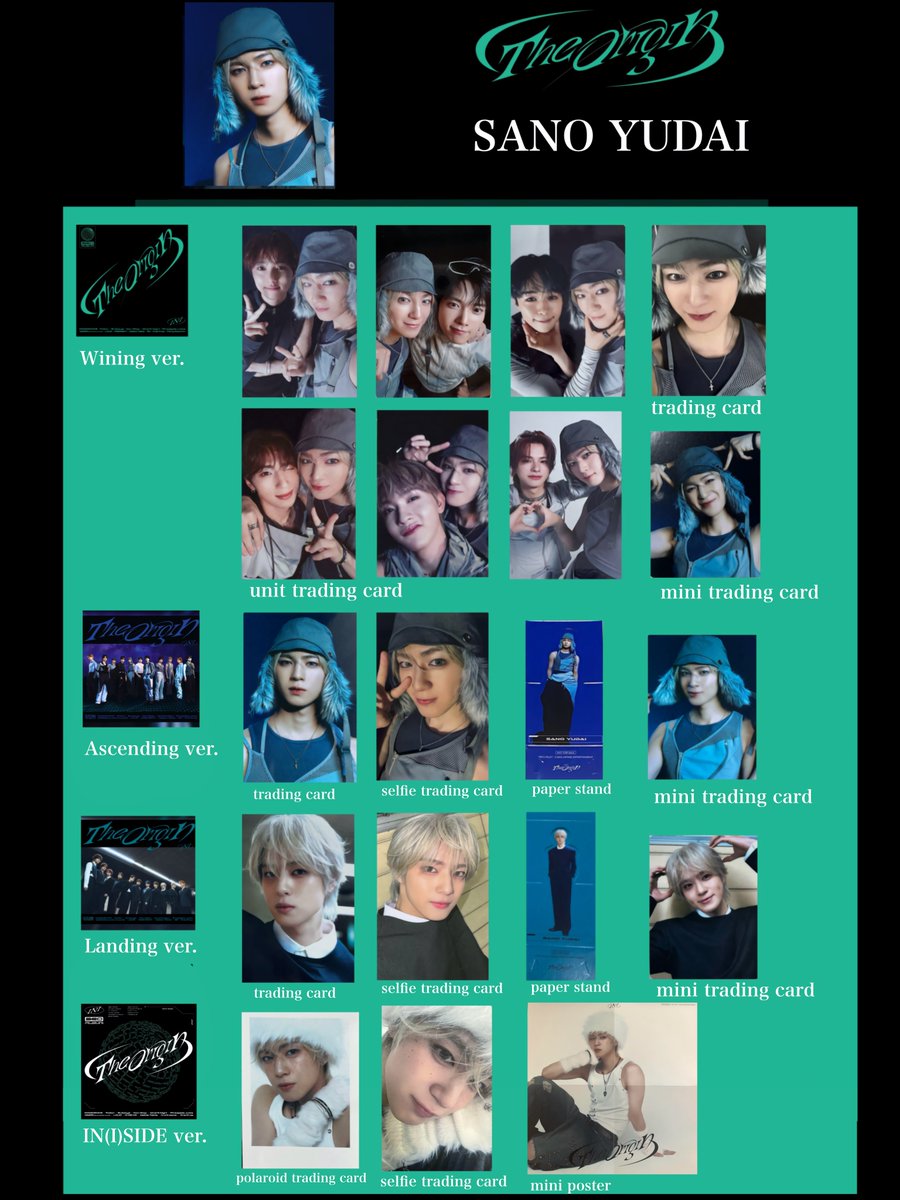 INI 3RD ALBUM THE ORIGIN 佐野雄大封入 トレカ まとめ 一覧 簡易