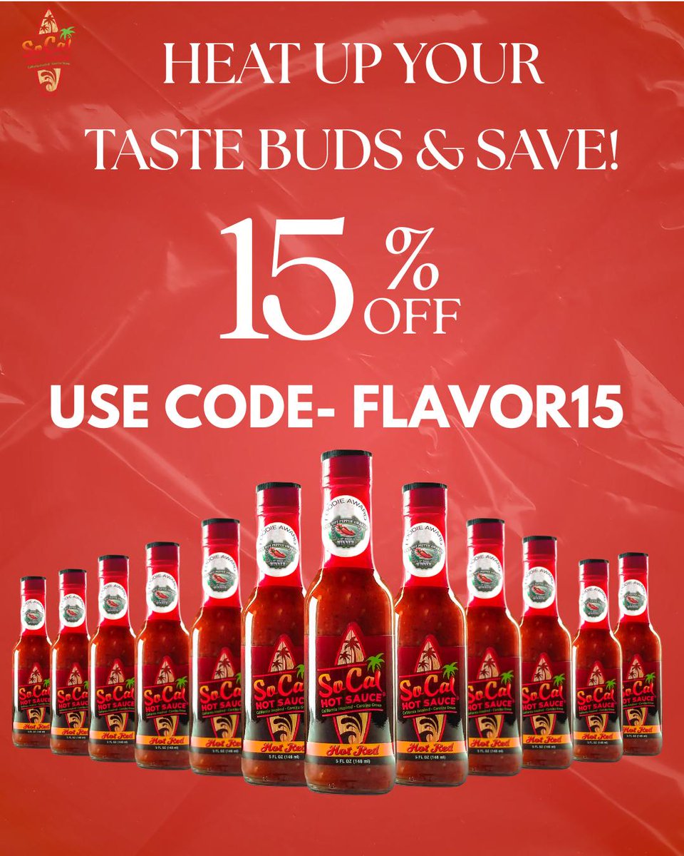 Turn up the flavor, turn up the love! 🔥 Whether you're grilling, dipping, or drizzling – SoCal Hot Sauce brings the perfect heat to every bite.

💥 Enjoy 15% OFF on all cases – just use code FLAVOR15 at checkout!
🛒 Shop now: socalhotsauce.com
📦 Stock up and spice smart –