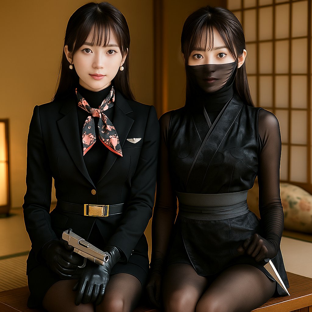 pic4safari's tweet image. Black colour, tempting danger. 
She&apos;s a stewardess by day, but her true colour is a lethal spy and a ruthless ninja. 🖤✈️🗡️  
#Stewardess #SpyAgent #FemaleNinja 
#スチュワーデス #女スパイ #くノ一 

x.com/pic4safari/sta…
