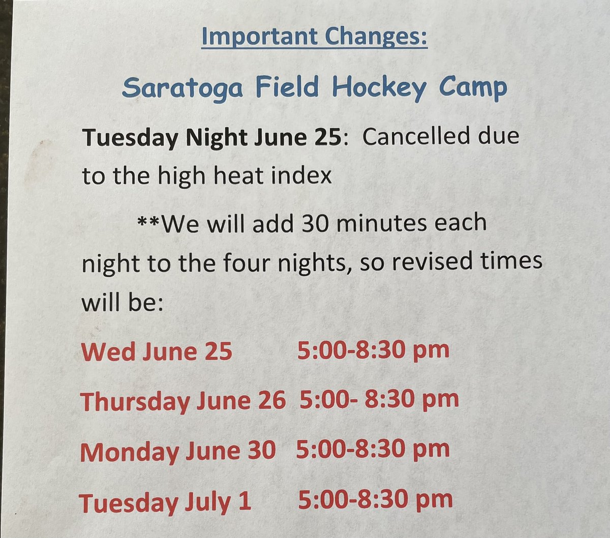 No camp tonight!