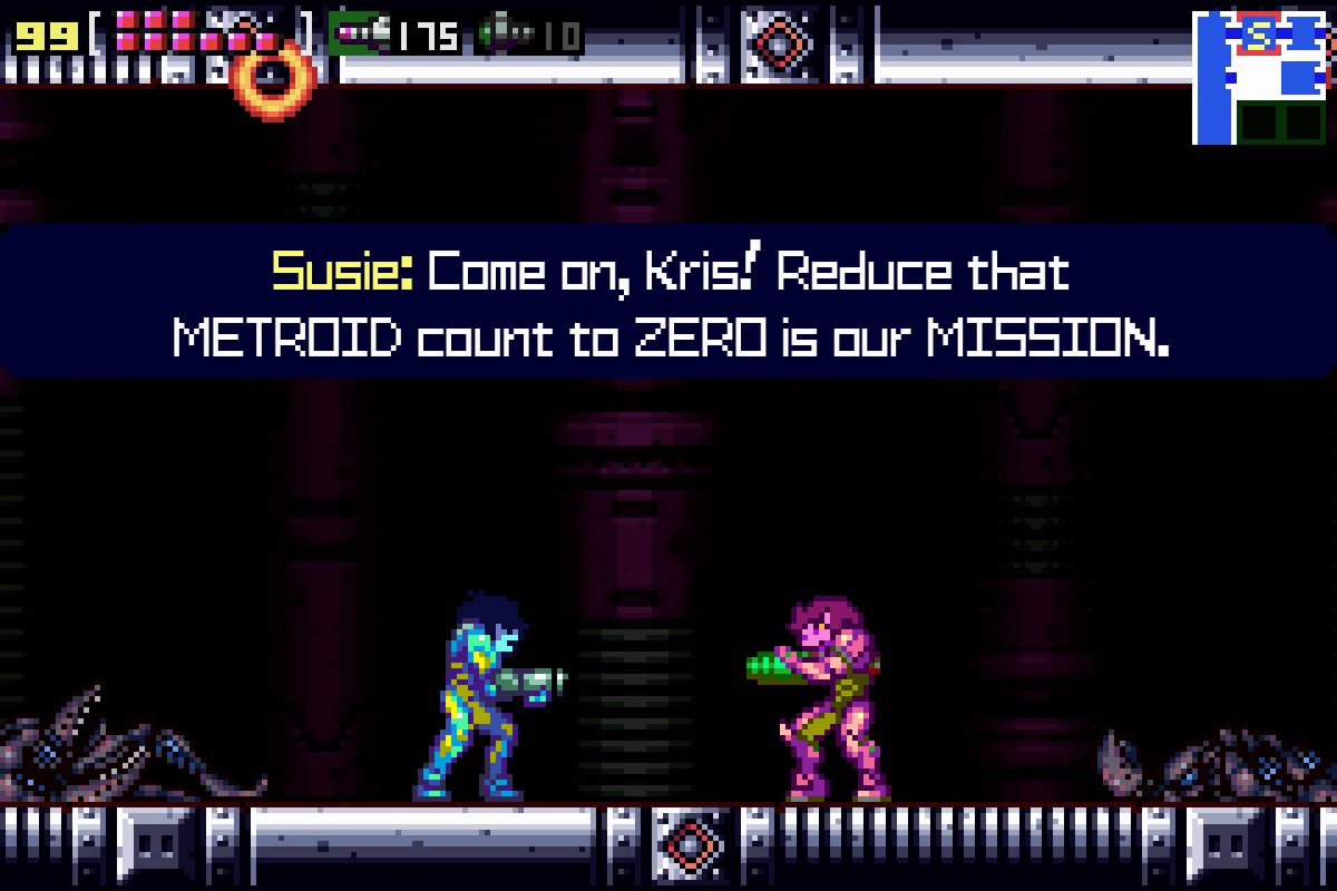 DylanWolfan's tweet photo. Recently been playing this game so here's my contribution #deltarune #metroid https://t.co/o3SOf3sanj