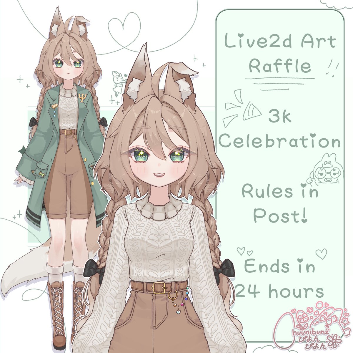 【✨Live2D Full-body Art Raffle✨】

hoi chuunation, it's chuu ! thank you so much for 3k ! ₍ᐢ.⑅.ᐢ₎♡

I would like to give back to my followers by offering a full body model artwork ( ˘͈ ᵕ ˘͈♡)

Prize comes with : .psd of model, 3 free expressions and one arm toggle !

・