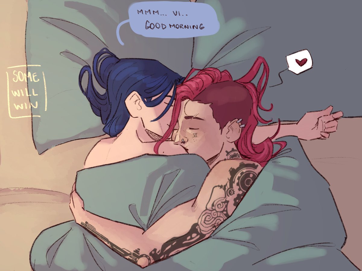 caitvi wrapped up in bed together