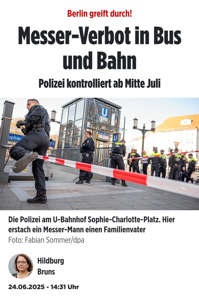 Berlin greift durch😂😂😂

Messerverbot in Bus und Bahn😂😂😂

Laufen so extrem viele Nazis, mit Messern bewaffnet, durch Berlin? 

Oder warum brauchen wir ein Messerverbot? Wie sieht es mit den Bahnhöfen, Parks und so generell aus?
Warum brauchen wir das? War das früher nötig