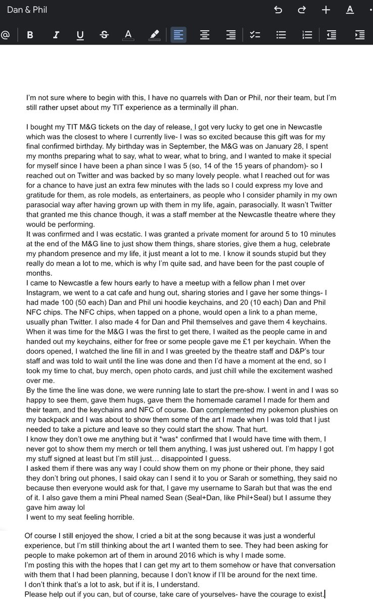 kiterru's tweet image. Just a little update + request to do with the extended M&G i was given- you guys know me as that terminally ill phan, or maybe a phanartist. I’m sad that I didn’t get to show them anything or talk at all, I just want them to see what I made for them before I can’t make any more.
