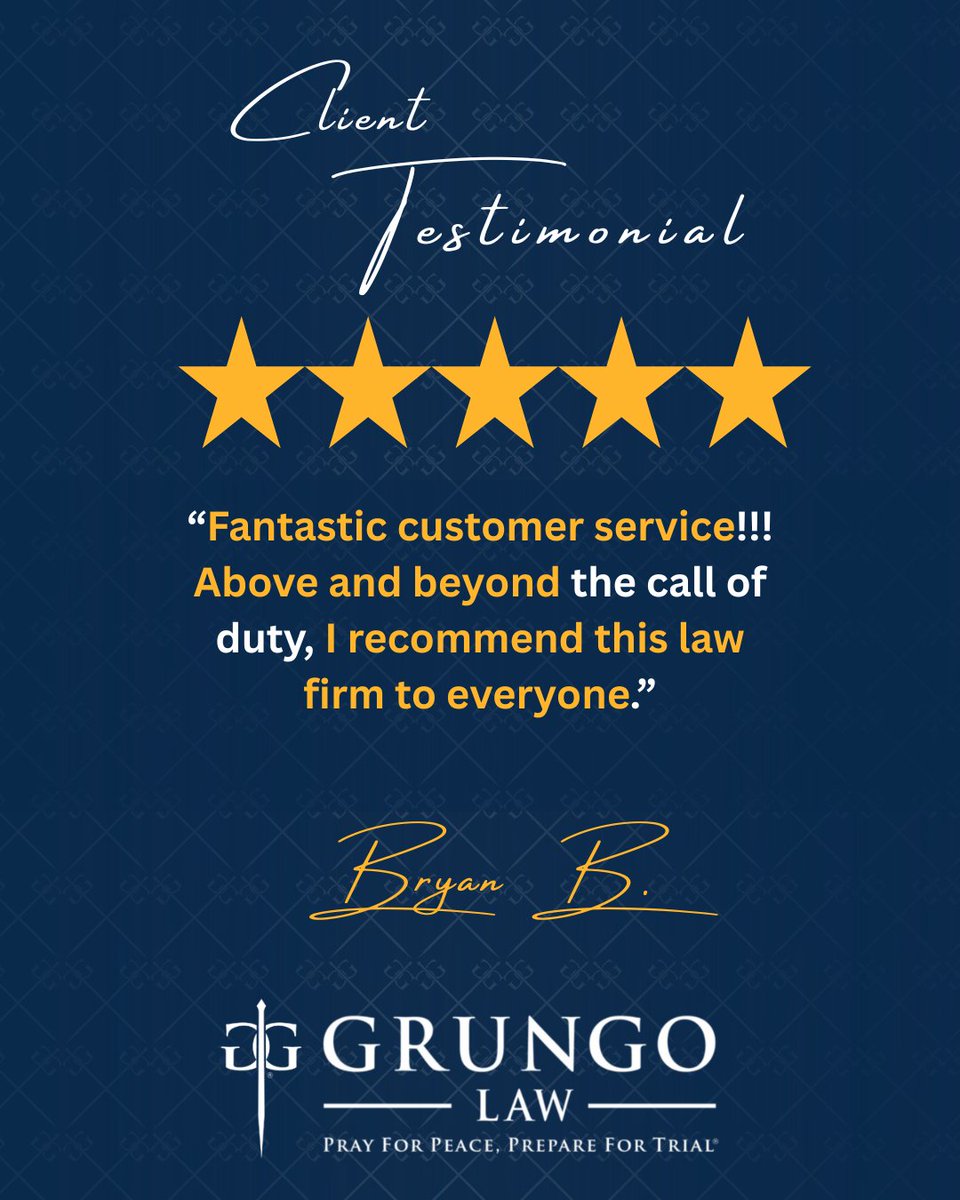 GrungoLawFirm's tweet image. This review reflects the heart of who we are: a team that goes above and beyond to serve, support, and stand by those who trust us in their time of need. We’re proud to be a law firm where values lead the way. Thank you, Bryan!

#GrungoLaw #ClientCentered #Personalinjury