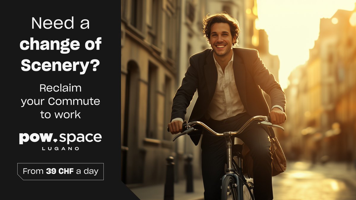 pow_space's tweet photo. Some commutes drain you.
Others remind you why you choose freedom.
At PoW space, you don't just work — you build, you connect, you belong.
#LuganoPlanB #PoWspace #Bitcoin #RideFree #WorkDifferent
Book space at https://t.co/zp7GB3Vv18 https://t.co/uRvi855AZs