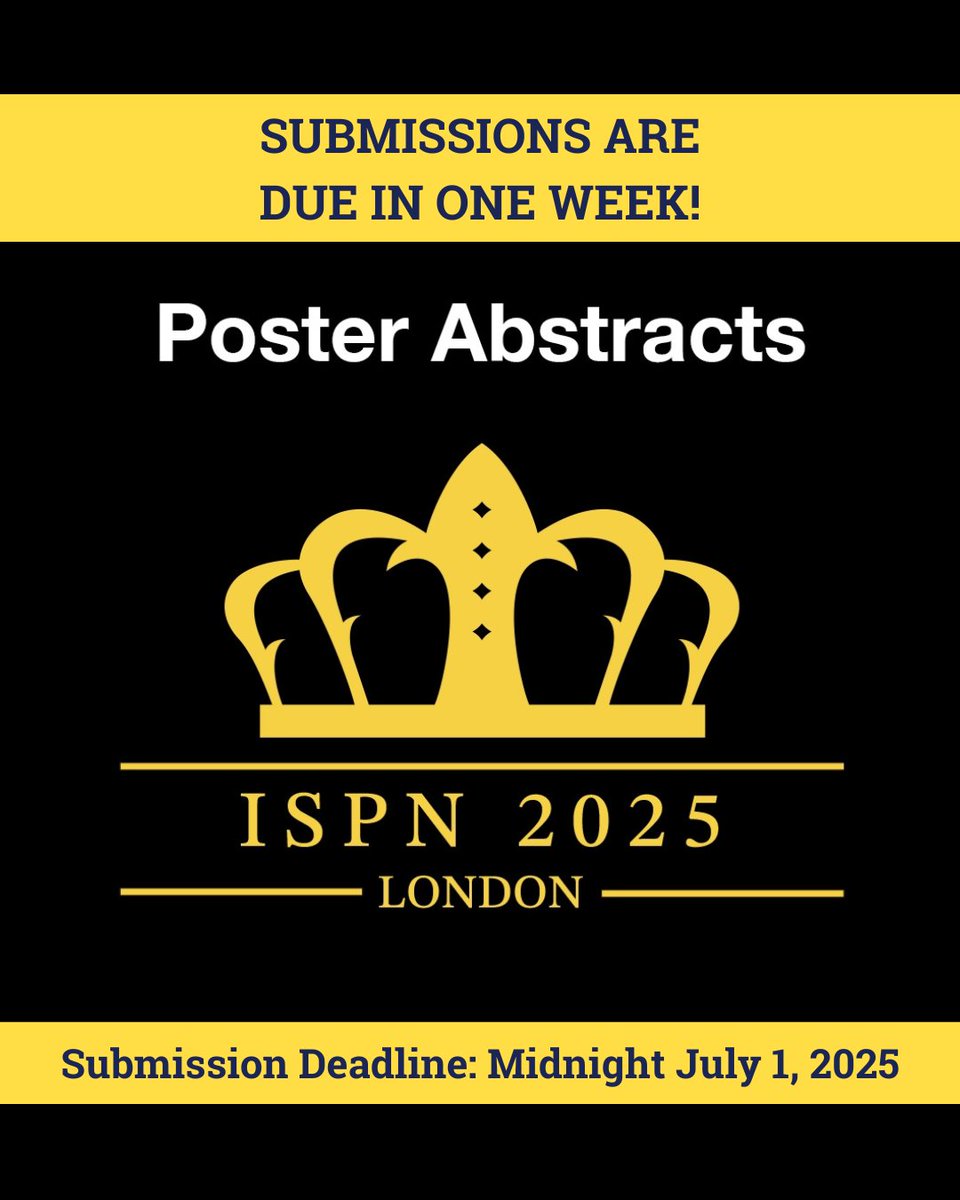 Time is running out—abstract submissions for the ISPN 2025 Conference are due by midnight on July 1, 2025. Submit your work before the deadline: aspnpain.com/ispn-call-for-… 
#ClinicalScience #ScientificCommunity @Scorah_ssmb