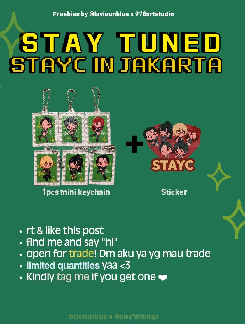 lavieunblue's tweet image. STAYC - 𝙎𝙏𝘼𝙔 𝙏𝙐𝙉𝙀𝘿 in Jakarta  
 ♡Freebies by @lavieunblue x @nine78thingz 

📍 basket hall gbk, senayan - 🗓28 June 2025
♡limited qty
♡open for trade (dm :D) 
♡rt and like are appreciated ^.^

#STAYC #STAYTUNEDINJKT #STAY_TUNED_IN_JKT #STAYCINJKT