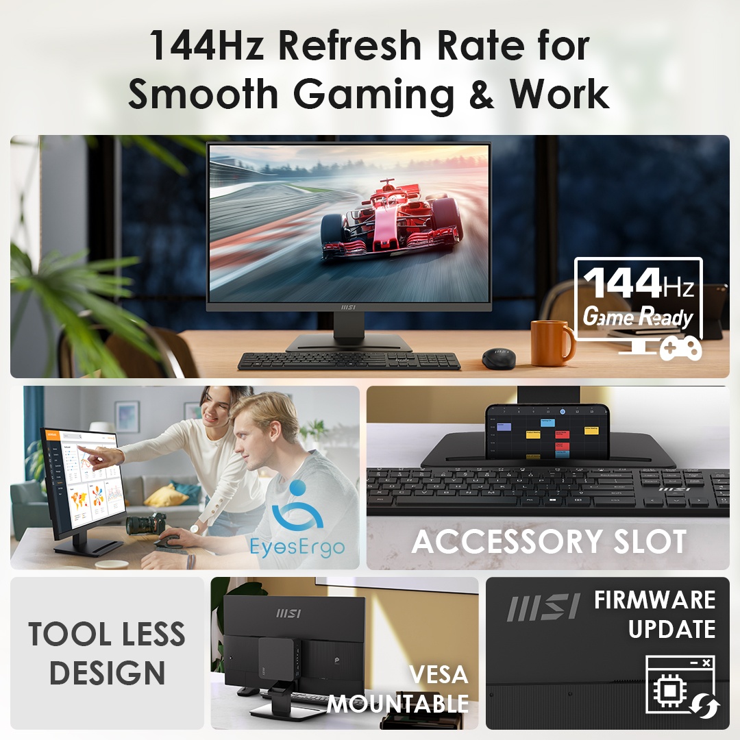 Ready to strike the perfect balance between work and play? 
The PRO MP243L E14 monitor features smooth 144Hz refresh rate and MSI EyesErgo technology to keep your eye fresh through meetings, gaming session and movie marathons.

👉 msi.gm/MP243L-E14

#ProSeries #Monitor