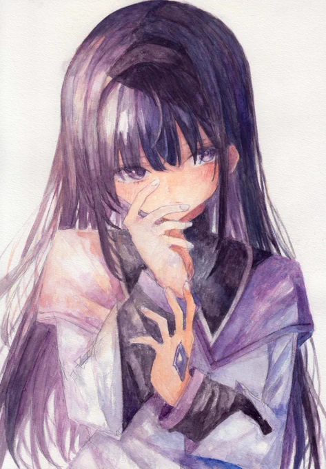 水彩絵の具で描きました 魔法少女まどか☆マギカから、暁美ほむらです #魔法少女まどかマギカ