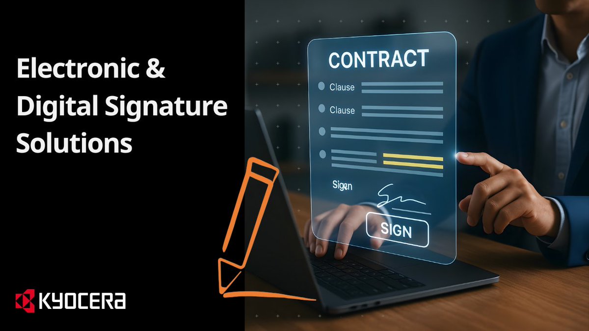 KYOCERA_DS_SA's tweet image. Fast, secure, and trusted.
Kyocera’s Digital Signature Solutions =
✅ Faster approvals
✅ Workflow efficiency
✅ Reduced risk
✅ Stronger accountability
Got questions? View our Q&A: tinyurl.com/3uk9kkyh 
#DigitalSignatures #KyoceraSolutions #SecureWorkflow