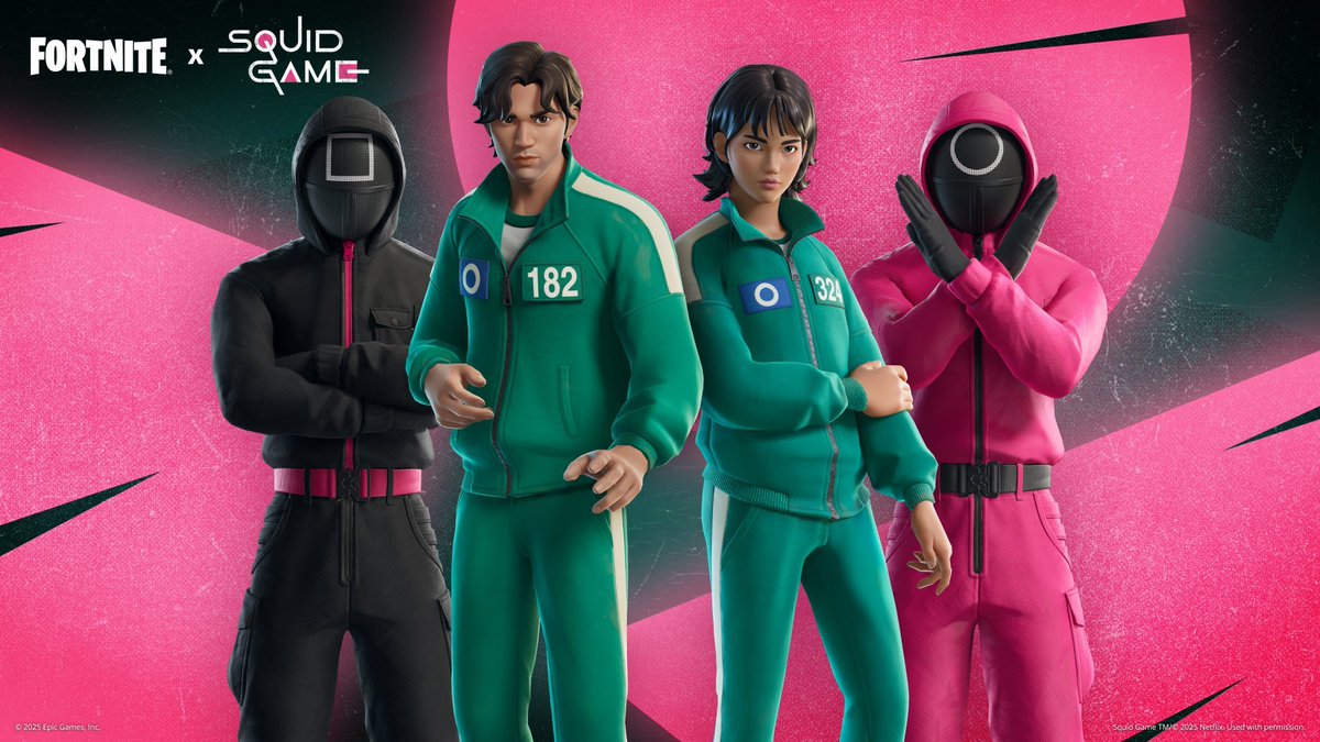 HYPEX's tweet photo. SQUID GAME x FORTNITE COSMETICS — JUNE 26 https://t.co/jgxPrni12b