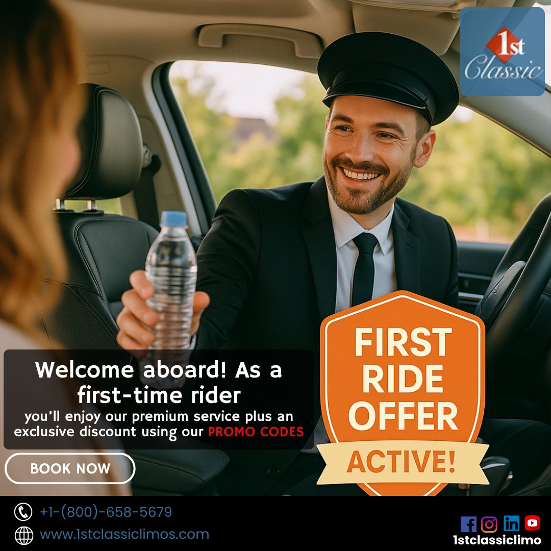 1stClassicLimos's tweet photo. 🎉 Welcome aboard!
Enjoy a premium ride at a discounted rate with our exclusive first-time promo codes.
ReadMore:https://t.co/XdFRG2Hvs1
📞 +1-(800)-658-5679
🌐 https://t.co/lK9whuKyqj
#FirstRide #ChauffeurPromo #LuxuryDiscount #blackcarservice
#privatecarservice
#chauffeuredcar https://t.co/U3B7VRVir7