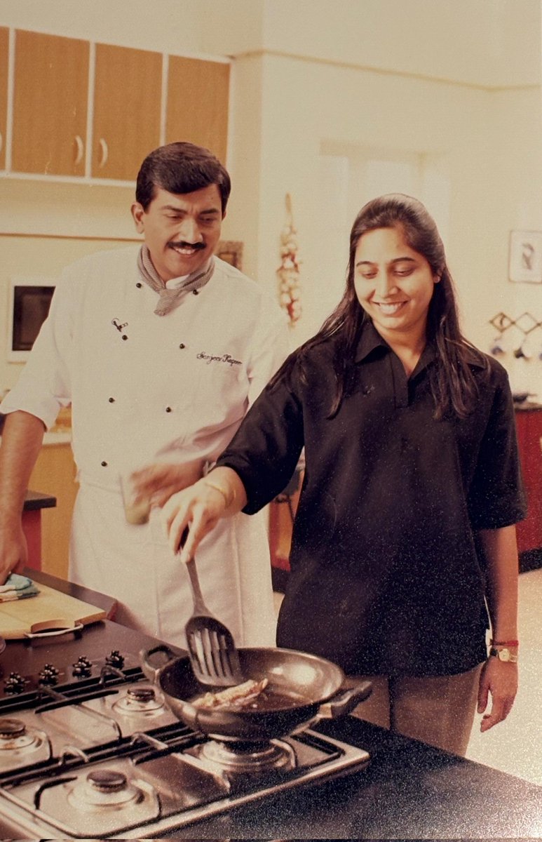 SanjeevKapoor's tweet photo. I wear the coat, but she’s the one who truly runs the kitchen and my heart.❤️ I wouldn’t have it any other way 🤗

#sanjeevkapoor #sanjeevkapoorkhazana #kitchenqueen #cookingwithlove #cheflife https://t.co/AoWnCAvKB5