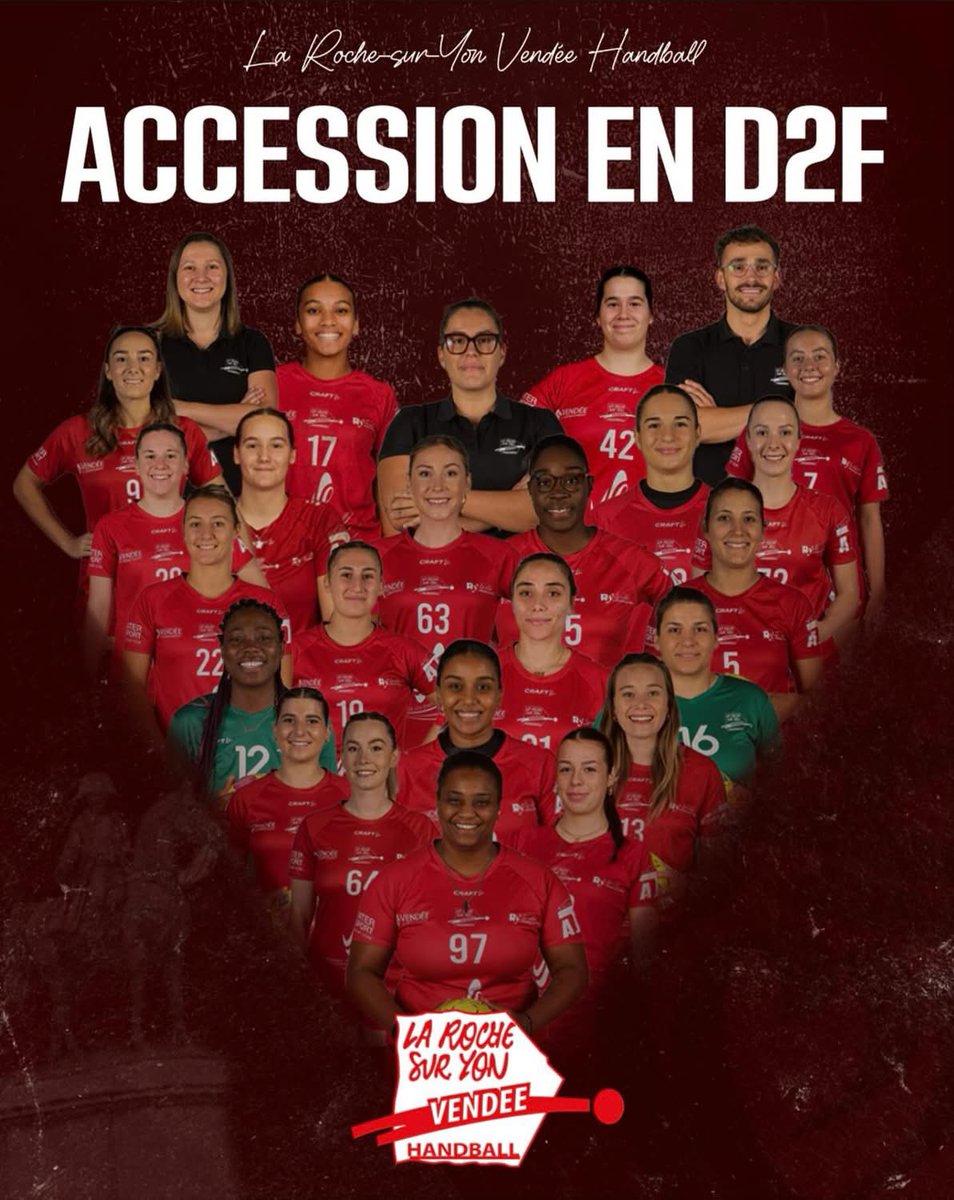 Pour la première fois de son histoire, le club de La Roche sur Yon Vendée Handball évoluera en D2 féminine la saison prochaine ! Je veux féliciter les joueuses, coachs et entraîneurs, les dirigeants ainsi que tous les bénévoles du club !