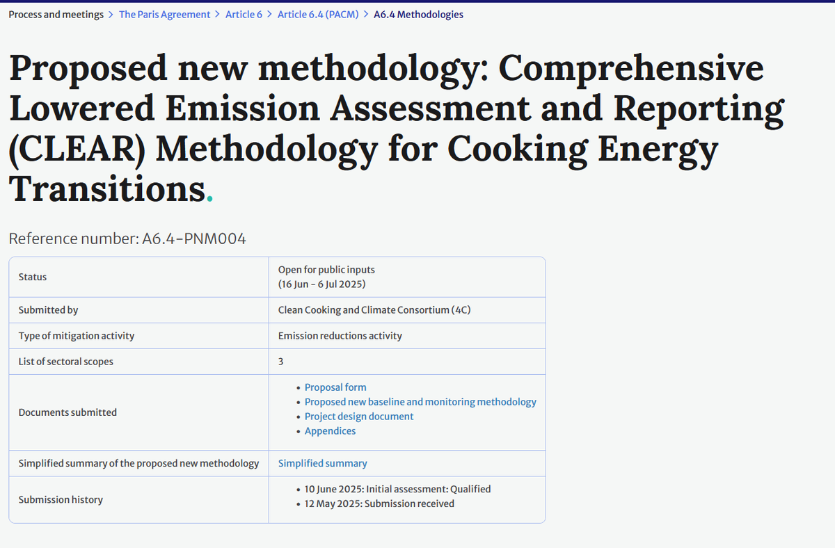 The revised CLEAR methodology is finally here! Visit loom.ly/ofzj38Q to comment on the main text and appendices. Comments are due to UNFCCC by July 6, 2025. More info: loom.ly/nUjczRs  Sincere thanks to the many who made it happen!
