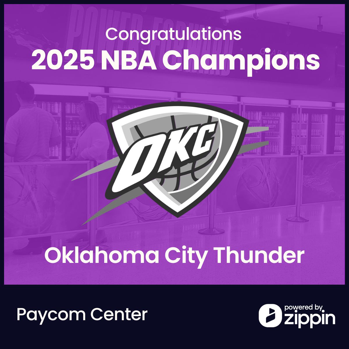 Zippin (@getzippin) on Twitter photo 🏆 History made in OKC!
Congrats to the <a href="/okcthunder/">OKC THUNDER</a> on winning the 2025 NBA Championship—your first in OKC!
Shai’s MVP trifecta. Lockdown defense. Total team effort. And fans at Paycom Center? Never missed a moment, thanks to Zippin checkout-free stores. #ThunderUp #NBACHAMPS 🏆 History made in OKC!
Congrats to the <a href="/okcthunder/">OKC THUNDER</a> on winning the 2025 NBA Championship—your first in OKC!
Shai’s MVP trifecta. Lockdown defense. Total team effort. And fans at Paycom Center? Never missed a moment, thanks to Zippin checkout-free stores. #ThunderUp #NBACHAMPS