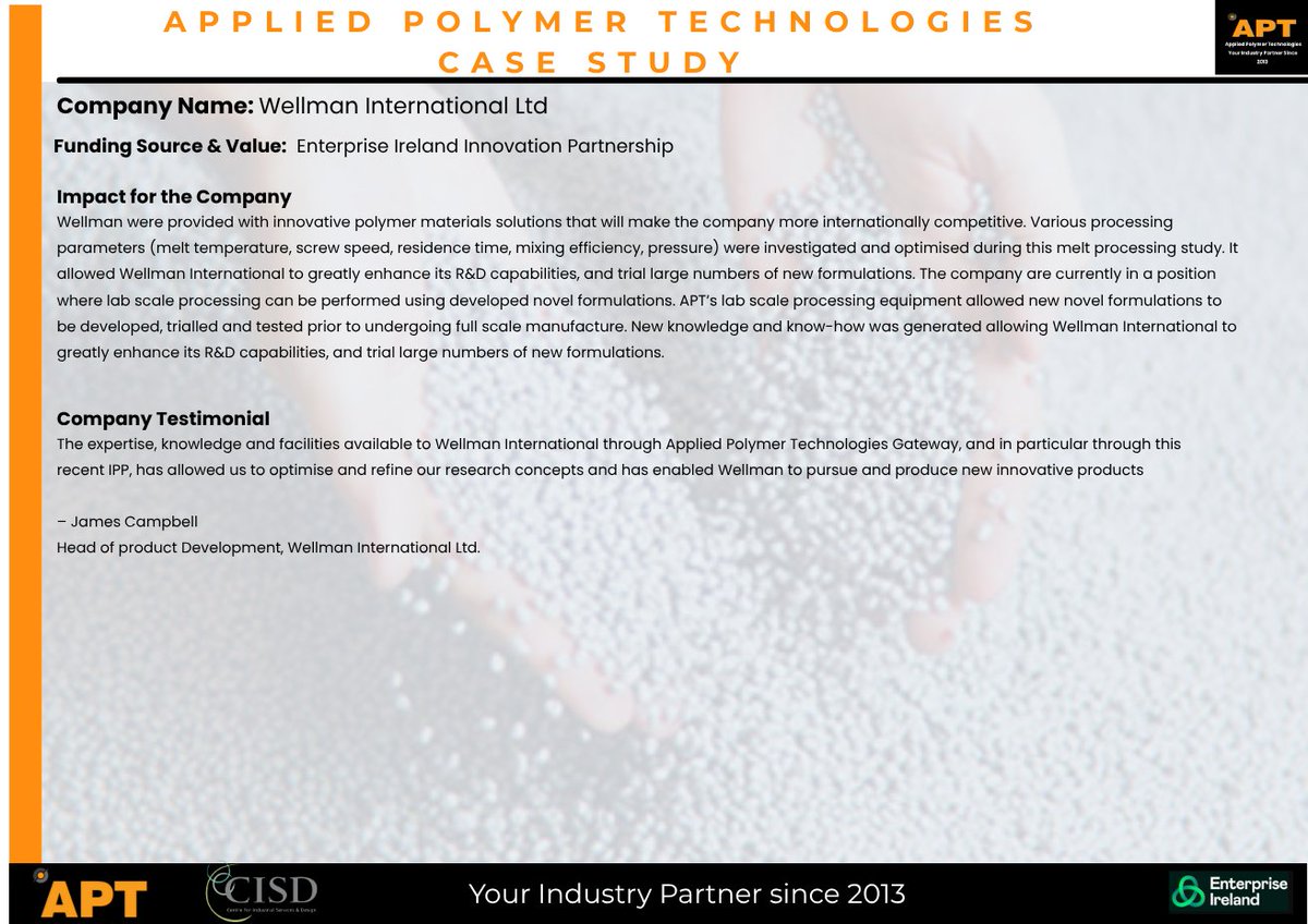 APT Applied Polymer Technologies (@apt_ireland) on Twitter photo #TakeOffTuesday is here again
We’re excited for our 8th featured project! This week’s spotlight is a project supported by our <a href="/apt_ireland/">APT Applied Polymer Technologies</a> Processing Team. If you’re a company with an idea to explore, you could be next🚀
#Apt #ResearchAndDevelopment #EUinmyregion #EITechGateway #TakeOffTuesday is here again
We’re excited for our 8th featured project! This week’s spotlight is a project supported by our <a href="/apt_ireland/">APT Applied Polymer Technologies</a> Processing Team. If you’re a company with an idea to explore, you could be next🚀
#Apt #ResearchAndDevelopment #EUinmyregion #EITechGateway