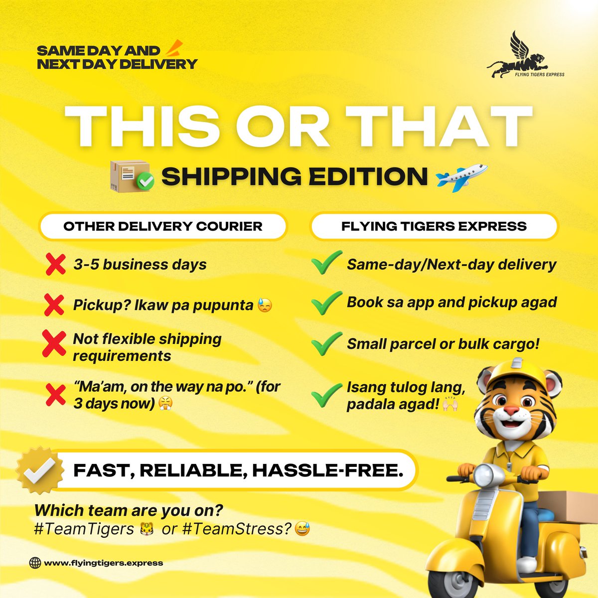 flyingtigersph's tweet photo. Are you #TeamTigers 🐯 or still stuck with #TeamStress? 😅

👉 Be honest... which would you pick? https://t.co/msRAF8IeXe