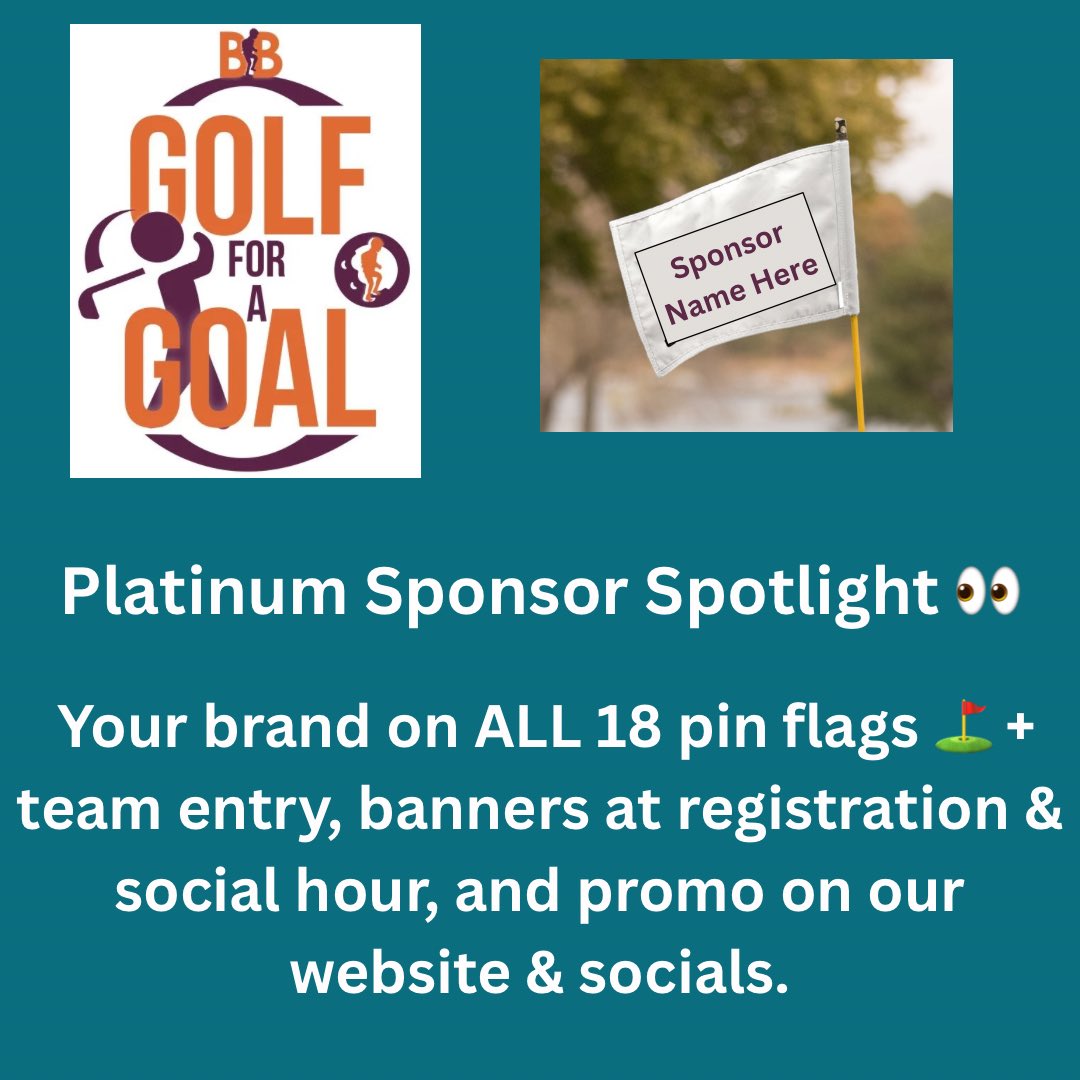 Be seen where it counts - on the green and beyond with our Platinum Sponsorship for the #2025GolfForAGoal tournament!

See all opportunities at golf-for-a-goal.perfectgolfevent.com.

#GoalGetters #FUNdraiser #AllAbillities #specialneeds #SponsorSpotlight