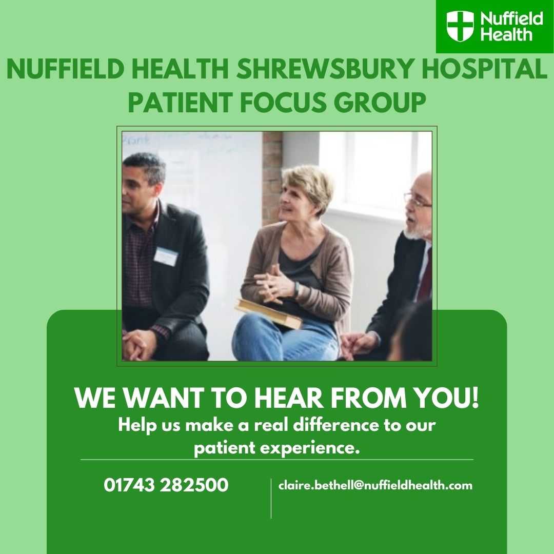NuffHealthShrew's tweet photo. We want to hear from you!
We are dedicated to providing the best experience possible &amp; would love to hear from those who have experienced it first hand. Looking for patients to join our patient focus group.

#nuffieldhealth #patientfeedback #improvingpatientexperience https://t.co/NjK0cxCF7b