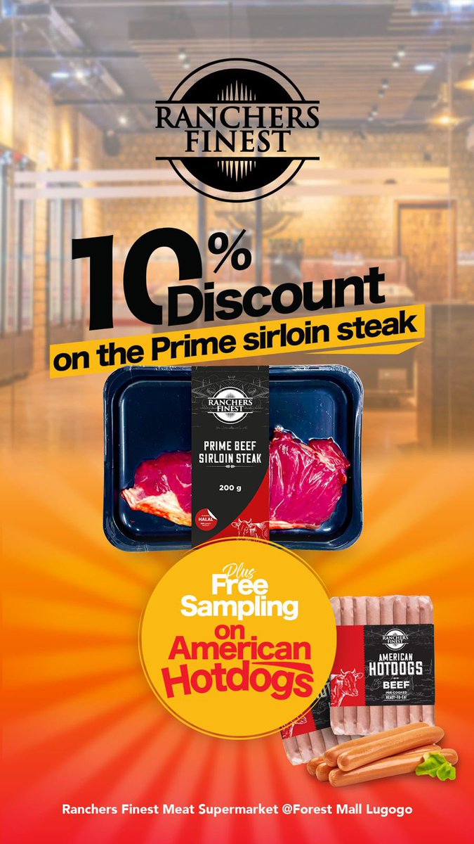 Drop by Ranchers Supermarket for a special treat: a discount and a free sample!

📍Forest Mall Lugogo
💬: 0785711697
🌍ranchersfinest.net

#RanchersFinest #trending 
ofumbyenyo #meatsupermarket ugandan
