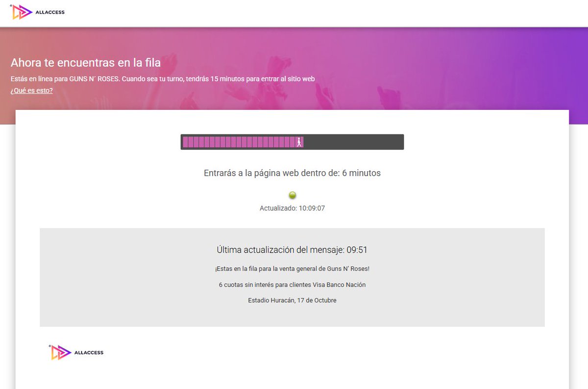 Vendo link para Guns N' Roses (Venta General) en el Estadio Huracan 🇦🇷 🏟️ (Plataforma All Access) Entra en 6 minutos 🕣 Info al MD 📩