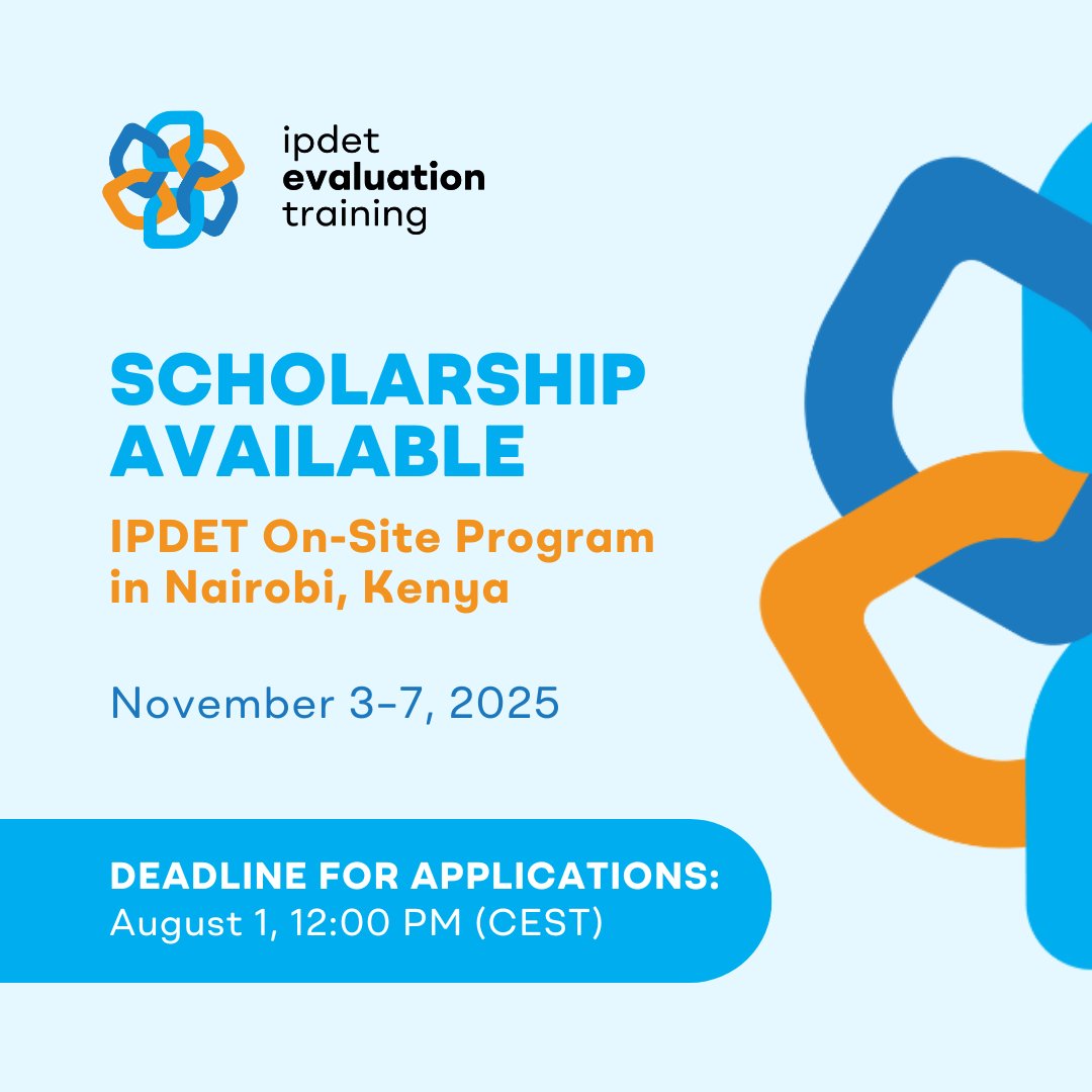 📢 Scholarship opportunity! 👇

The IPDET On-Site Program is coming to #Nairobi &amp; scholarships are available! 🎓

Learn the basics of #evaluation, from key concepts &amp; methods to practical tools you can apply right away.📚

The course will also highlight African approaches,