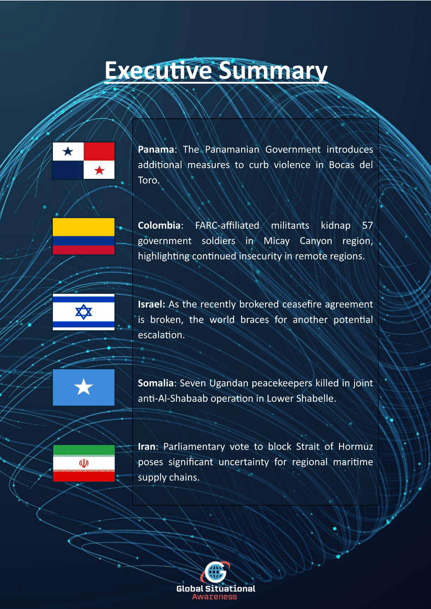 GlobalSituAware's tweet photo. Need to be informed of geopolitical developments and trends to plan corporate travel or conduct business? Contact us to receive our latest Weekly Global Risk Review 24 June 2025 #GlobalSituationalAwareness https://t.co/4Xr9EZtMb7