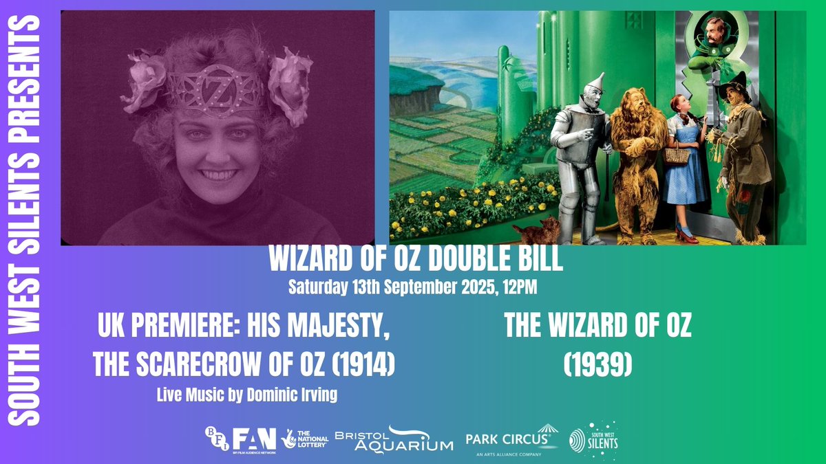SWSilents's tweet image. Hey #Bristol! Have you got tickets for our next set of #SilentFilm events @MegascreenBri yet?! Expect, comedy, action and romance:
Wizard of Oz Double Bill: ti.to/film-noir-uk/w…
WW1 Double Bill: ti.to/film-noir-uk/w…
Comedy Western Double Bill: ti.to/film-noir-uk/w…