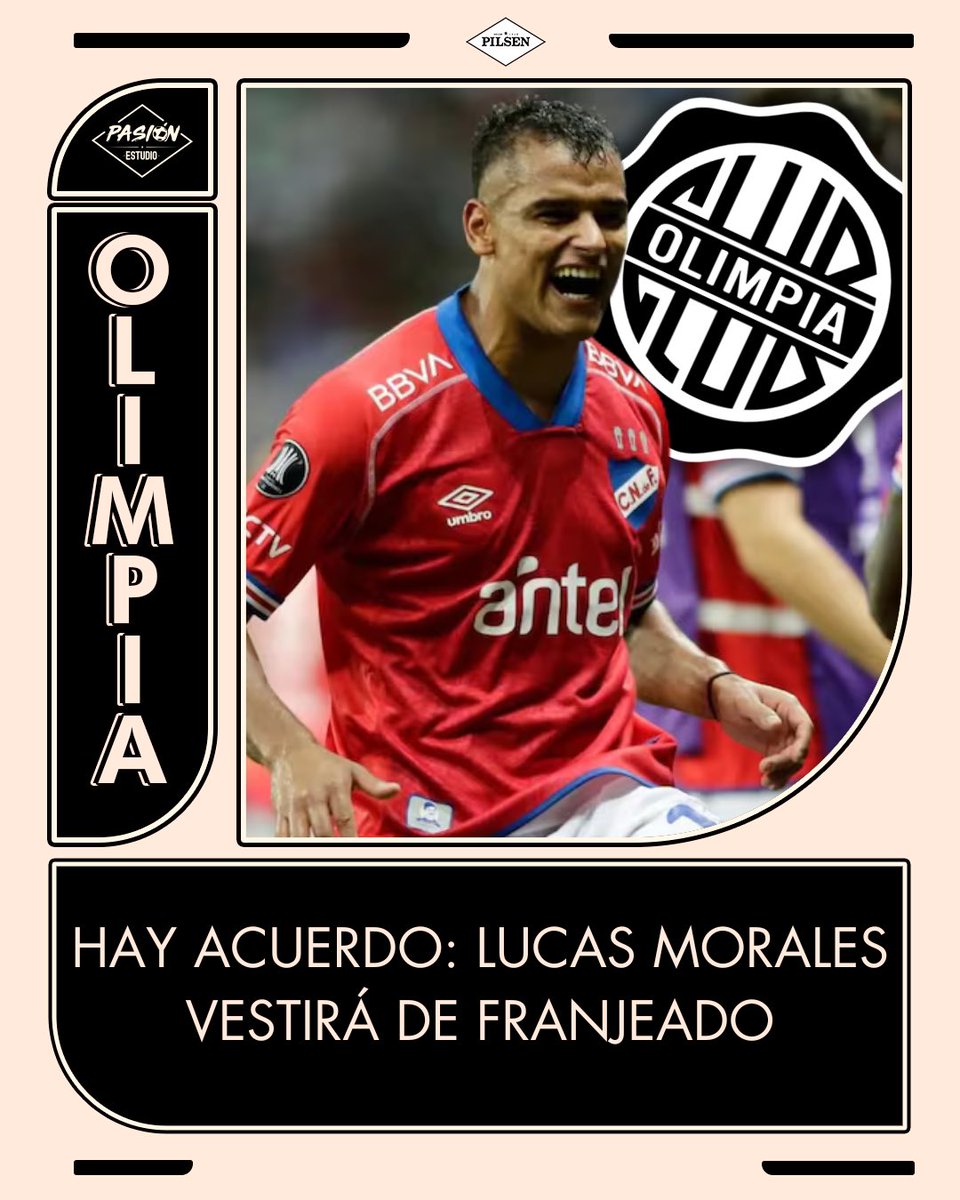 𝗥𝗘𝗙𝗨𝗘𝗥𝗭𝗢 𝗨𝗥𝗨𝗚𝗨𝗔𝗬𝗢 𝗣𝗔𝗥𝗔 𝗘𝗟 𝗙𝗥𝗔𝗡𝗝𝗘𝗔𝗗𝗢 🇺🇾⚪⚫

𝗟𝘂𝗰𝗮𝘀 𝗠𝗼𝗿𝗮𝗹𝗲𝘀, lateral derecho de 25 años, es nuevo jugador de 𝗢𝗹𝗶𝗺𝗽𝗶𝗮.

👉 Llega a préstamo por una temporada, con opción de compra.
⚽ En lo que va del año jugó 18 partidos, marcó 2