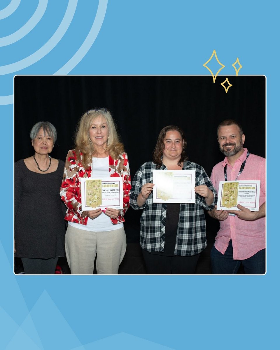 CanLabourMedia's tweet image. The 2025 Rosemarie Bahr Award for Excellence in Print Layout and Design (Volunteer Produced) goes to Steelworkers Local 1998 for their eye-catching STEELDRUM Fall 2024 issue!

Check it out here: usw1998.ca/wp-content/upl…