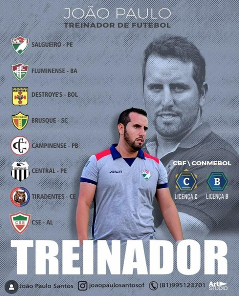 Salgueiro Atlético Clube oficializou João Paulo como treinador para Série A3 do Pernambucano. A reconstrução do Carcará começa com um profissional local, com passagens no Fluminense de Feira, Destroyer’s (Bolívia) e Brusque.

O Recomeço! ✅