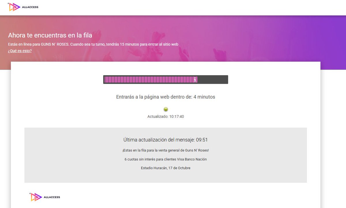 Vendo link para Guns N' Roses (Venta General) en el Estadio Huracan 🇦🇷 🏟️ (Plataforma All Access) Entra en 4 minutos 🕣 Info al MD 📩