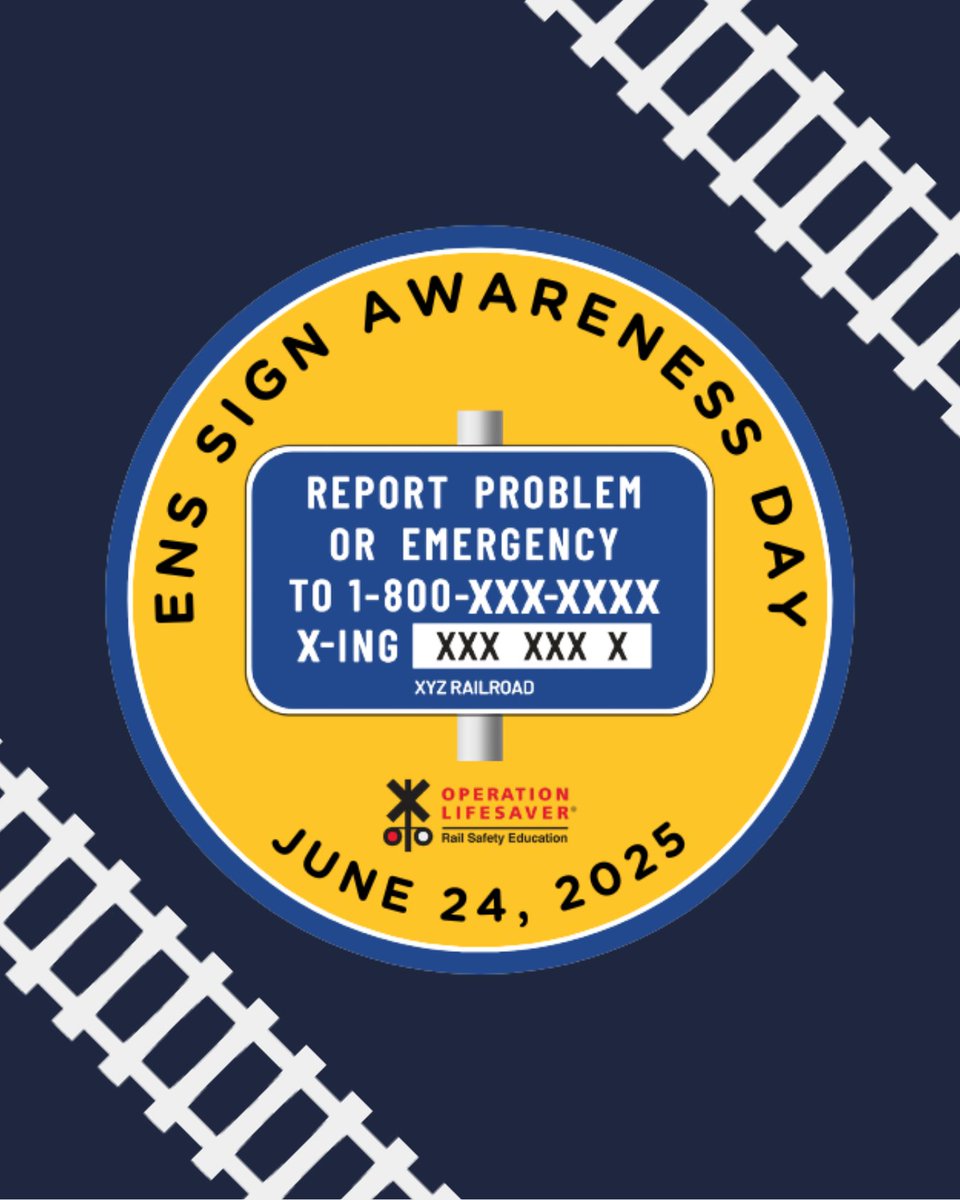 ENS Sign Awareness Day is dedicated to helping the public and first responders recognize and understand the vital role of the Blue and White signs posted at railroad crossings. 

#ENSSignAwarenessDay #ENS #ENSSign #FindTheSign #StopTrackTragedies