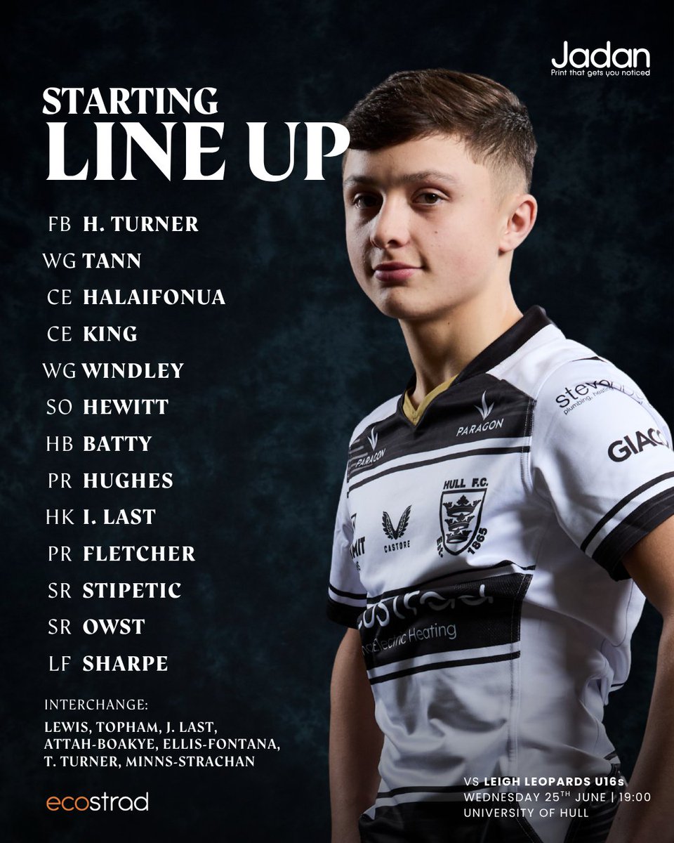Our U16s line-up ahead of this evening's Scholarship clash at the University of Hull 📋

⚫️⚪️ #COYH | <a href="/ecostrad/">ecostrad</a>