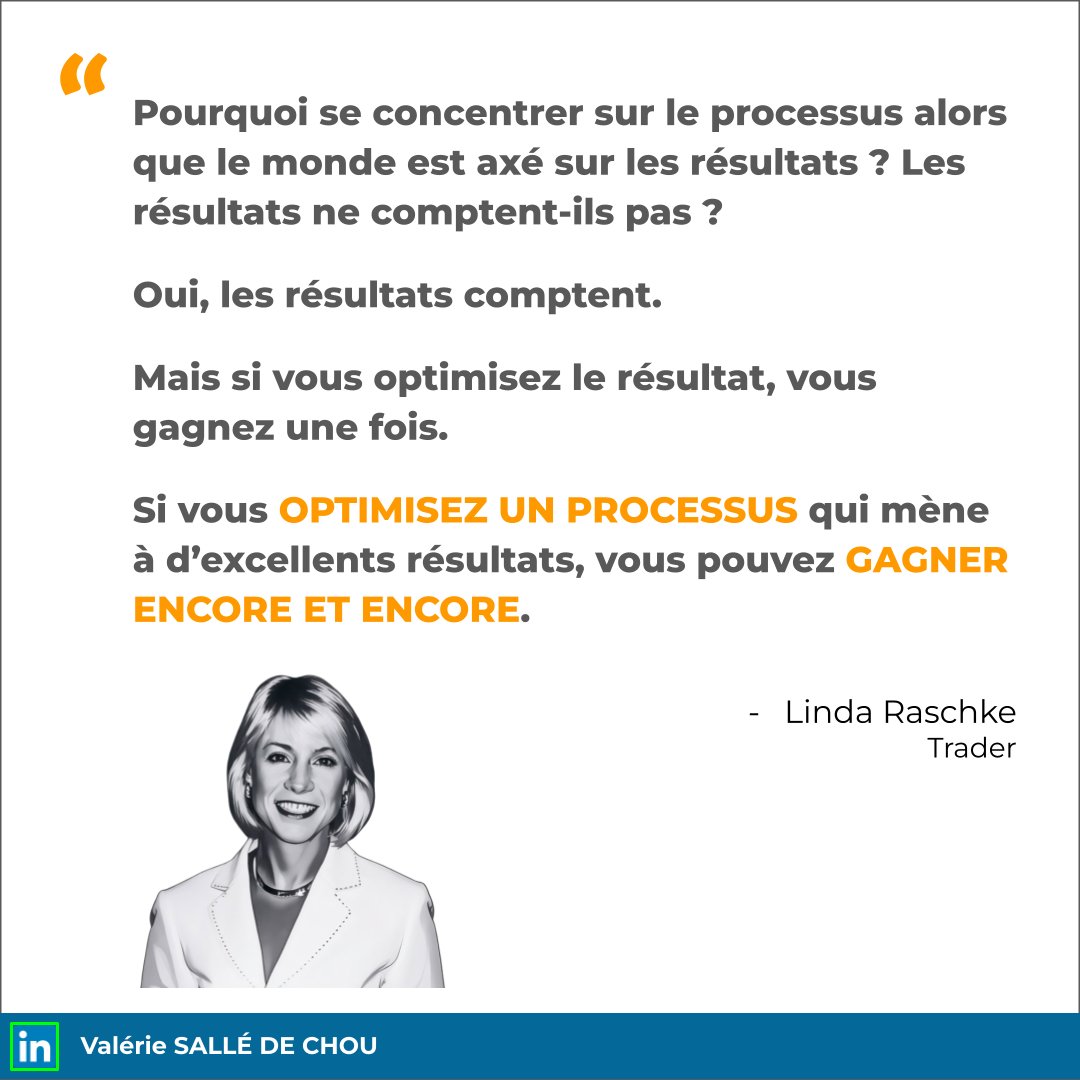 Si seul le résultat compte, il y a de fortes chances que vous preniez trop de risques, que vous fassiez de l’overtrading et que vous bâcliez l’exécution et la gestion du trade. Il est possible qu’à force de persistance vous obteniez ce résultat mais vous ne pourrez jamais le