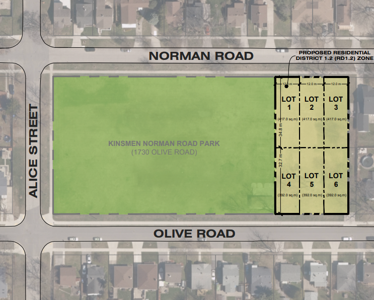 CityWindsorON's tweet photo. The City is planning to redevelop Kinsmen Norman Road Park. Plans include 6 single-unit dwelling lots to support the project. Please visit our public information centre (PIC), in person or virtually, on June 26, 2025. Learn more about the PIC here: https://t.co/ERIhYfg3eM #YQG https://t.co/hTm6grwhhc