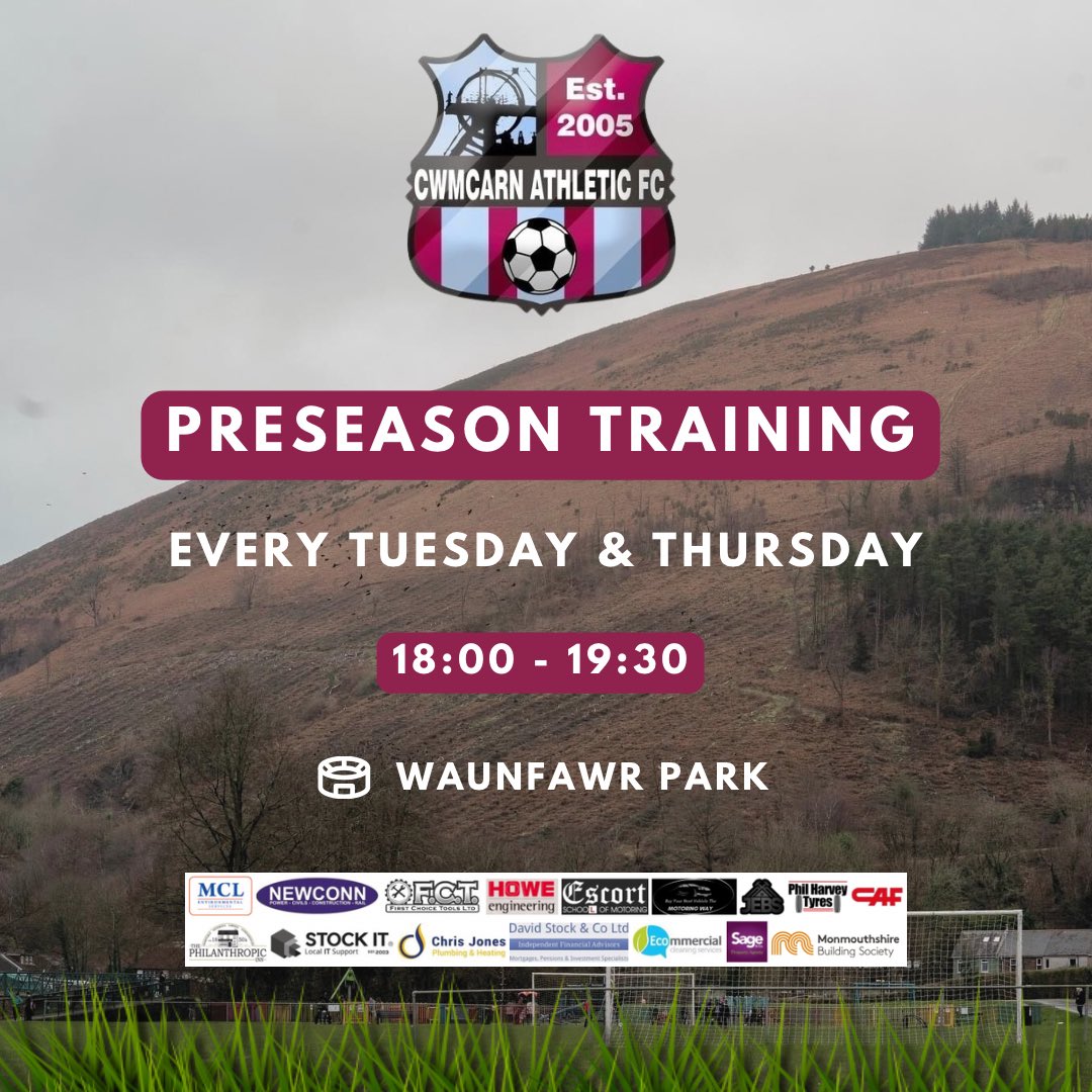 cwmcarnathletic's tweet photo. Preseason Training Continues Tonight! ⚽️

📍 Waunfawr Park
⏰ 18:00 – 19:30

We’re currently recruiting players for all senior teams:
• First Team
• Reserves
• New Development Team
• Vets Team

Looking to get involved this season? Get in touch.

#UppaCarn🟣🔵 https://t.co/Q1oNEbIffo