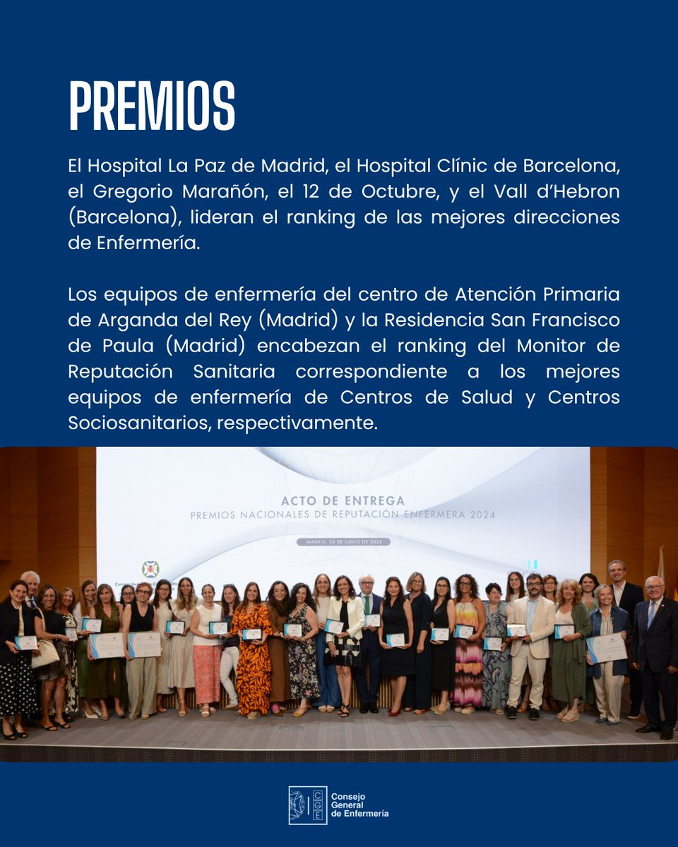 El Hospital La Paz de Madrid, el Hospital Clínic de Barcelona, el Gregorio Marañón, el 12 de Octubre, y el Vall d’Hebron (Barcelona), lideran el ranking de las mejores direcciones de Enfermería