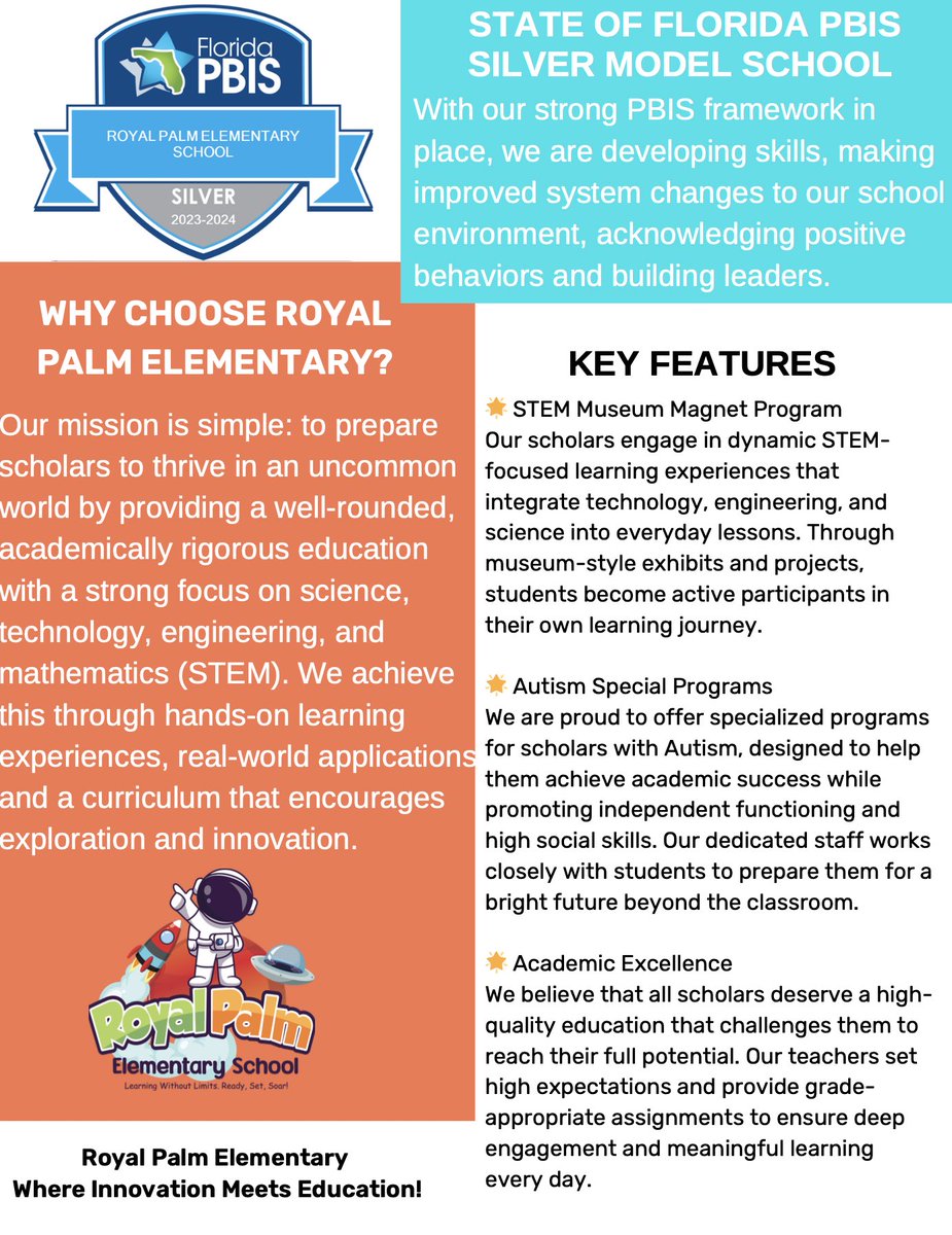 🚨 We’re Hiring! 🚨
Royal Palm Elementary is looking for passionate, dedicated educators to join our team for the 2025–2026 school year. If you’re ready to make an impact, grow professionally, and be part of something great—we want to hear from you! #ChoosetheBestChooseBCPS
